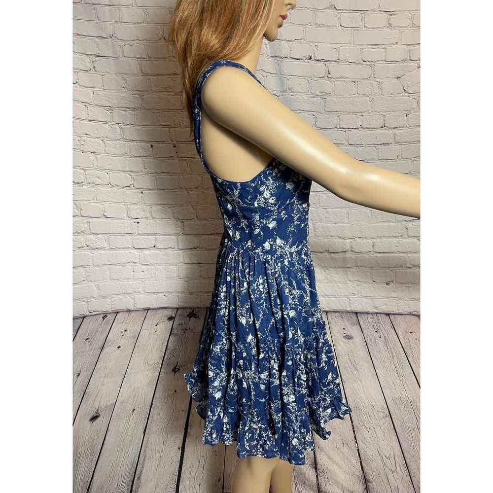 NWT New $128 Free People Dance on the Black Top Blue Floral Dress Size XS - Picture 9 of 15